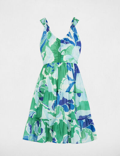 Vestido corto evasé estampado multicolor mujer