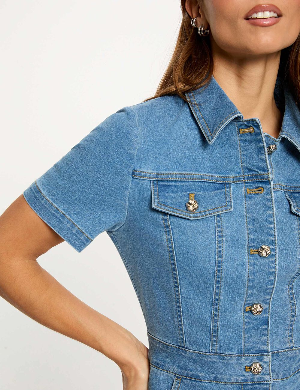 Vestido corto ajustado denim stone mujer