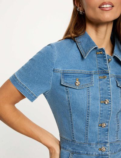 Vestido corto ajustado denim stone mujer