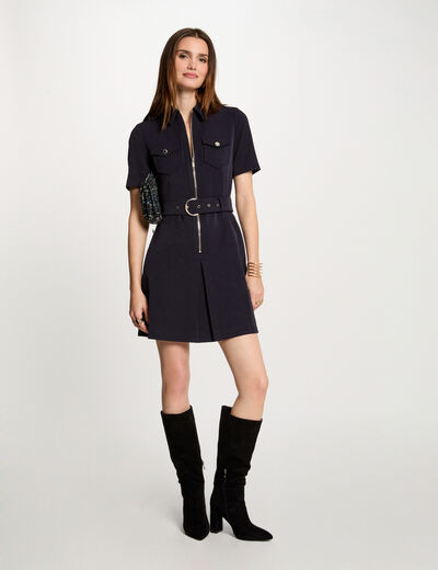 Vestido corto ajustado azul marino mujer