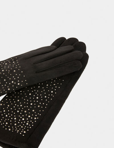 Guantes con strass negro mujer