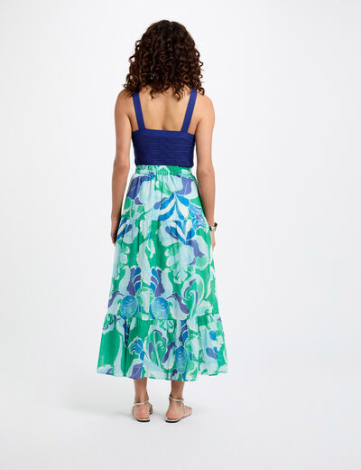 Falda larga estampada multicolor mujer