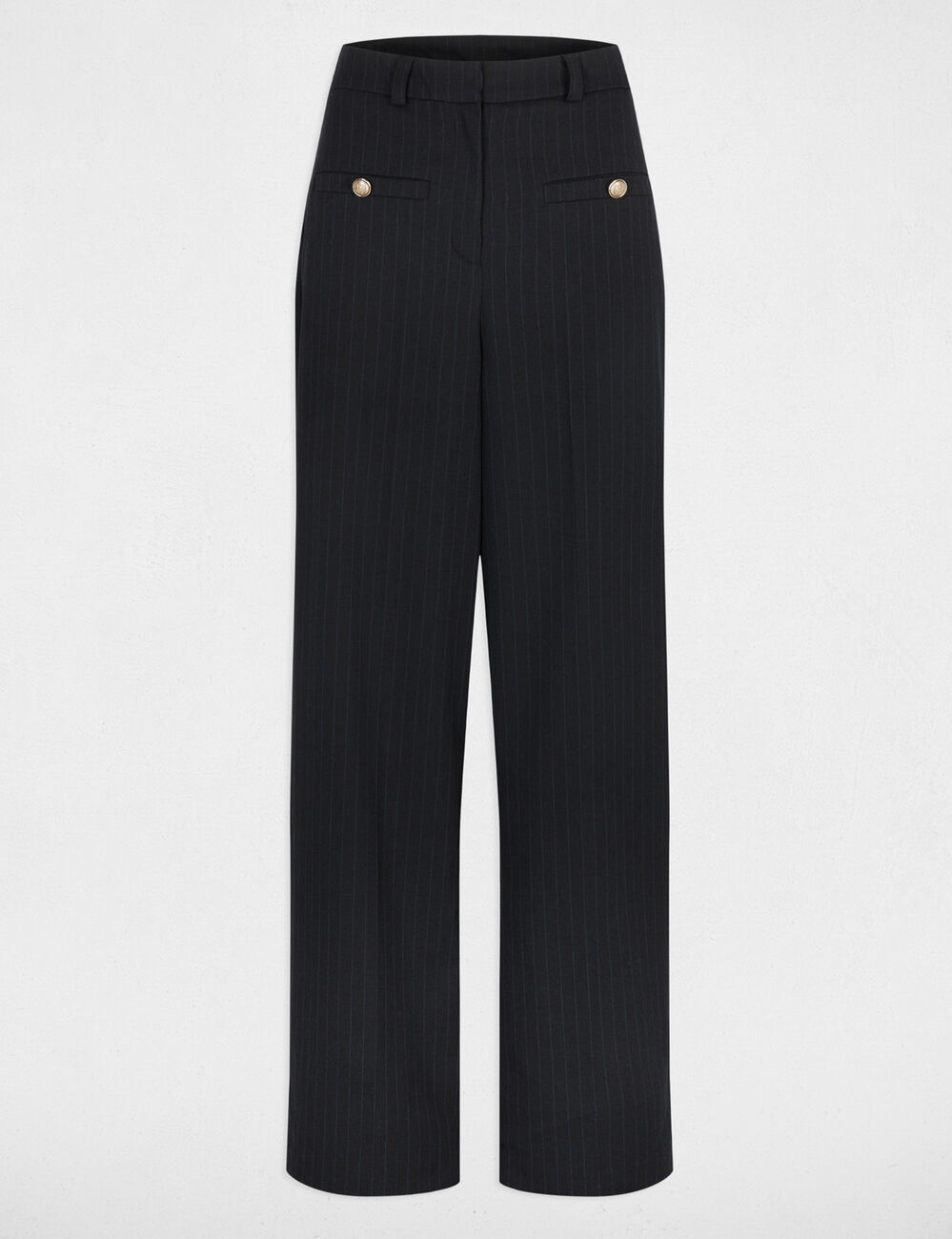 Pantal&oacute;n recto de tiro alto azul marino mujer