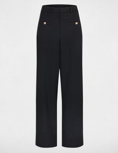 Pantal&oacute;n recto de tiro alto azul marino mujer
