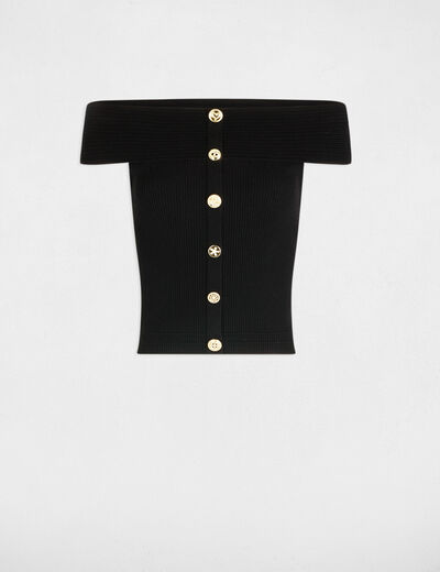 Jersey cuello bardot negro mujer