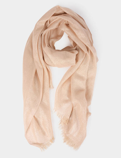 Fular hilos metalizados beige mujer