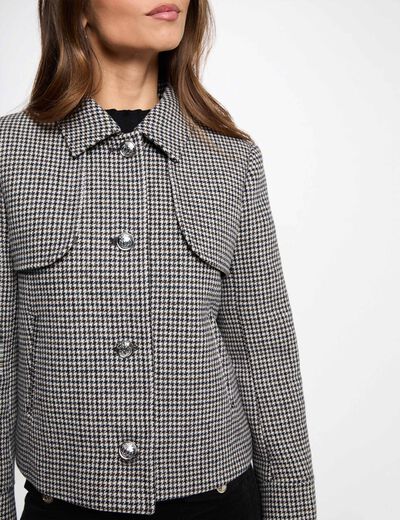 Chaqueta corta con cuello sastre multicolor mujer