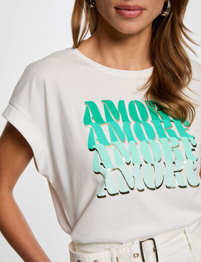 Camiseta con mensaje blanco mujer