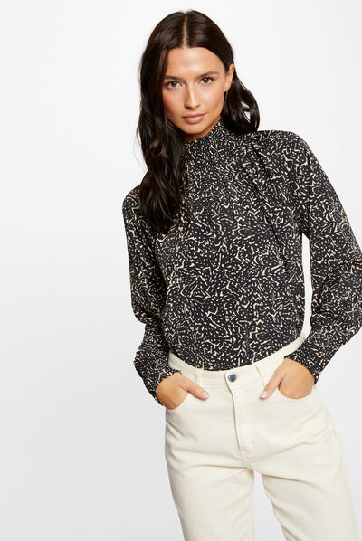 Blusa manga larga estampado abstracto multico mujer
