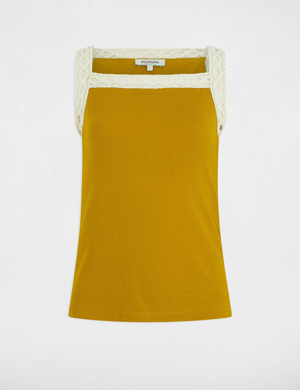 Top sin manga amarillo mostaza mujer