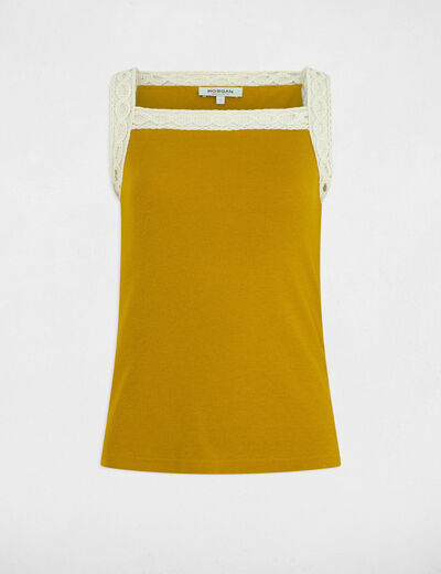 Top sin manga amarillo mostaza mujer