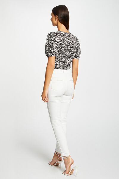 Camiseta con botones estampado animal multico mujer
