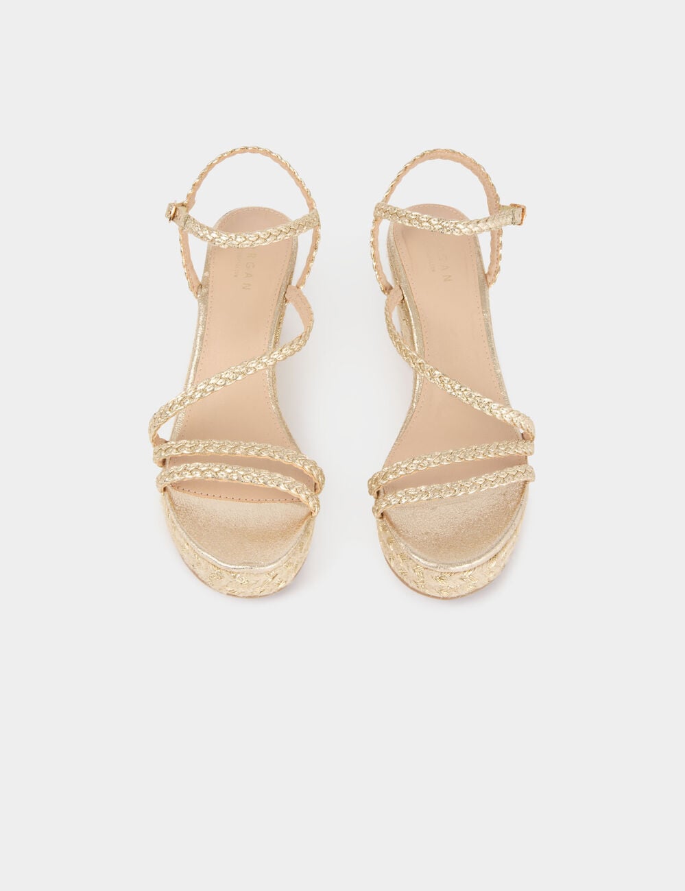 Sandalia de cu&ntilde;a trenzada amarillo oro mujer
