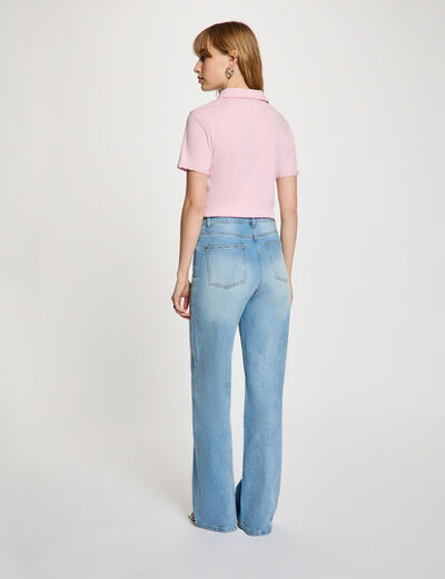 Punto ligero con cuello con solapa rosa mujer