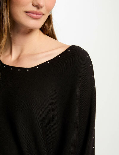 Vestido punto largo ajustado negro mujer