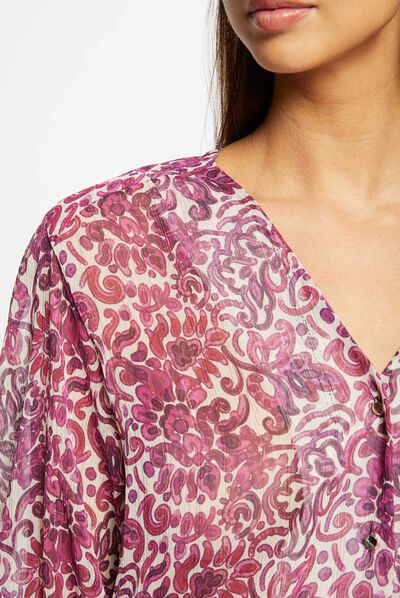 Camisa manga 3/4 estampado de cachemira multico mujer
