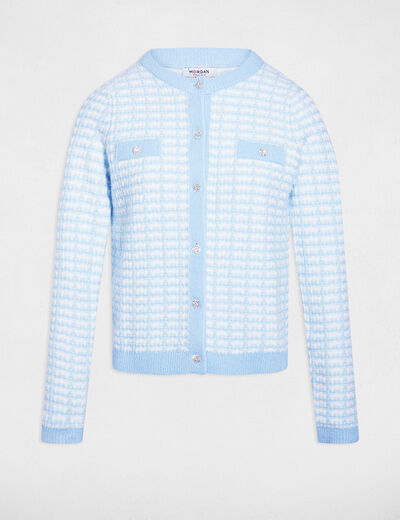 C&aacute;rdigan ajustado jacquard azul cielo mujer
