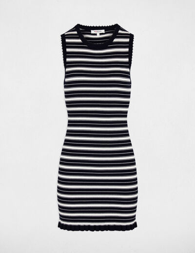 Vestido de punto sin mangas azul marino mujer