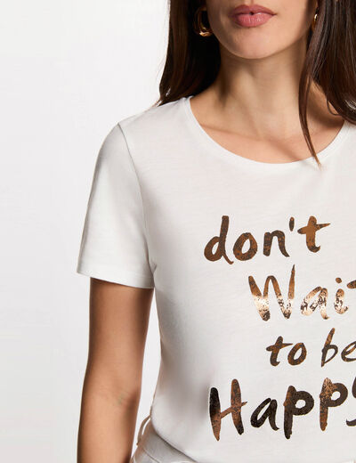 Camiseta cuello redondo manga corta blanco mujer