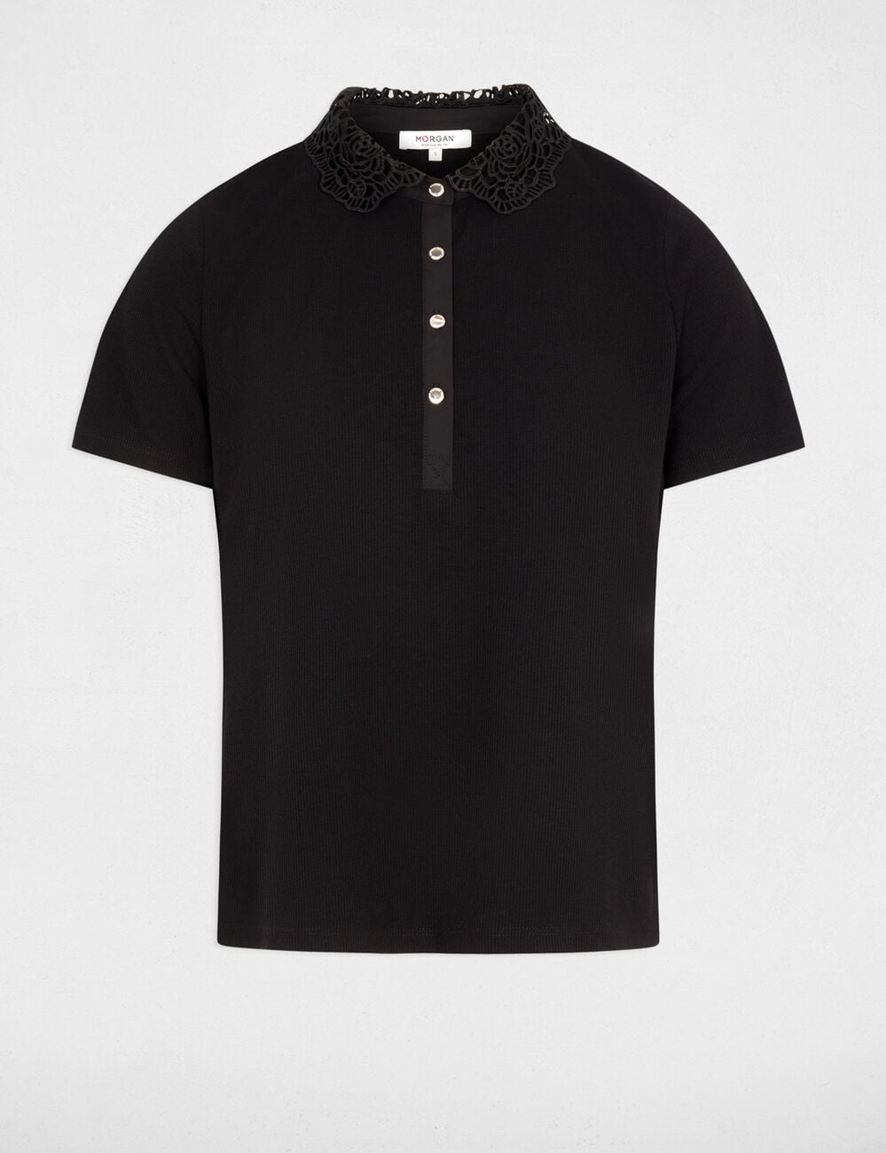 Tejido ligero cuello encaje negro mujer