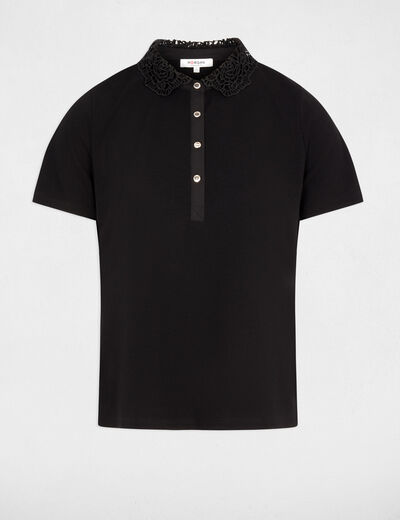 Tejido ligero cuello encaje negro mujer