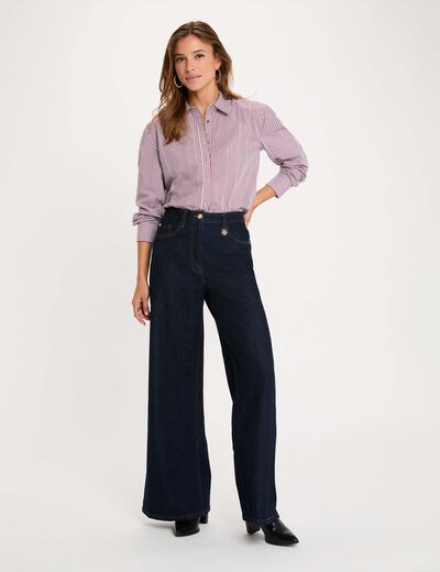 Camisa rayada con strass multicolor mujer