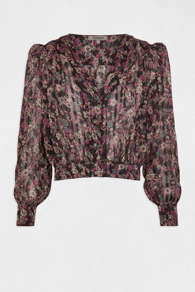 Camisa manga larga estampada multico mujer