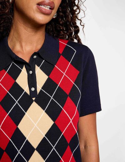 Jersey con cuello polo azul marino mujer