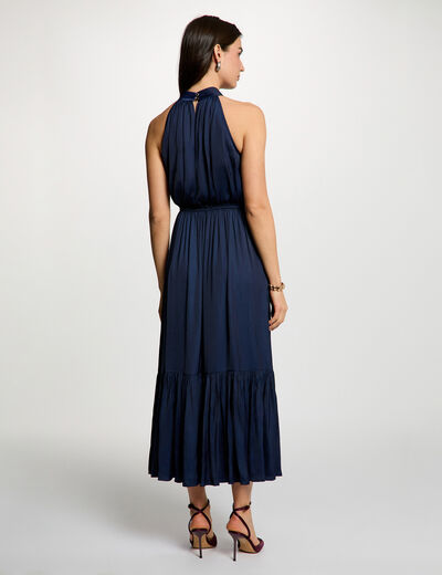 Vestido largo acampanado holgado azul marino mujer