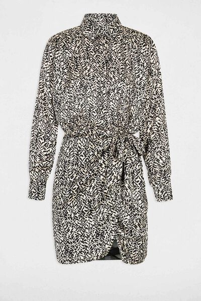 Vestido ajustado drapeado estampado multico mujer