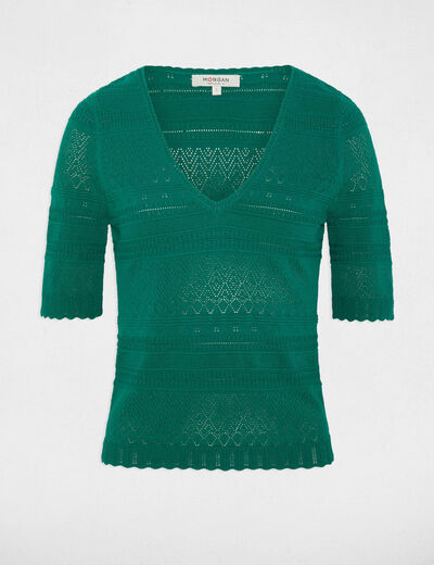 Jersey manga corta verde mujer