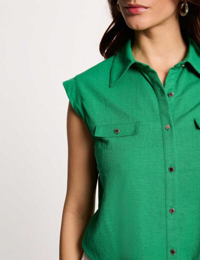Blusa sin mangas verde pradera mujer