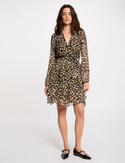 Vestido corto estampado multicolor mujer