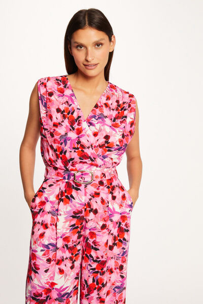Mono largo de pernera ancha estampado multico mujer