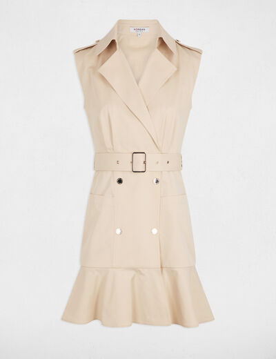 Vestido corto cruzado creme mujer