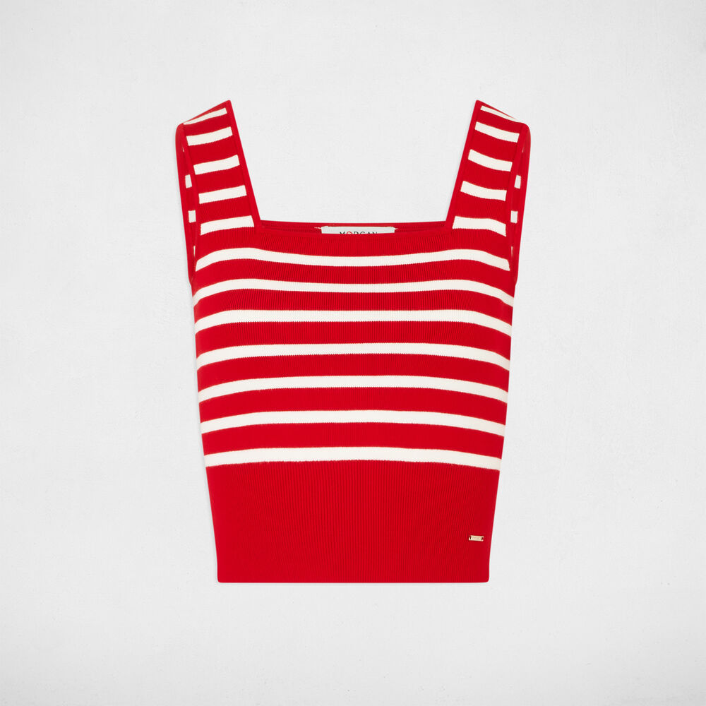 Top punto tirantes anchos rojo mujer