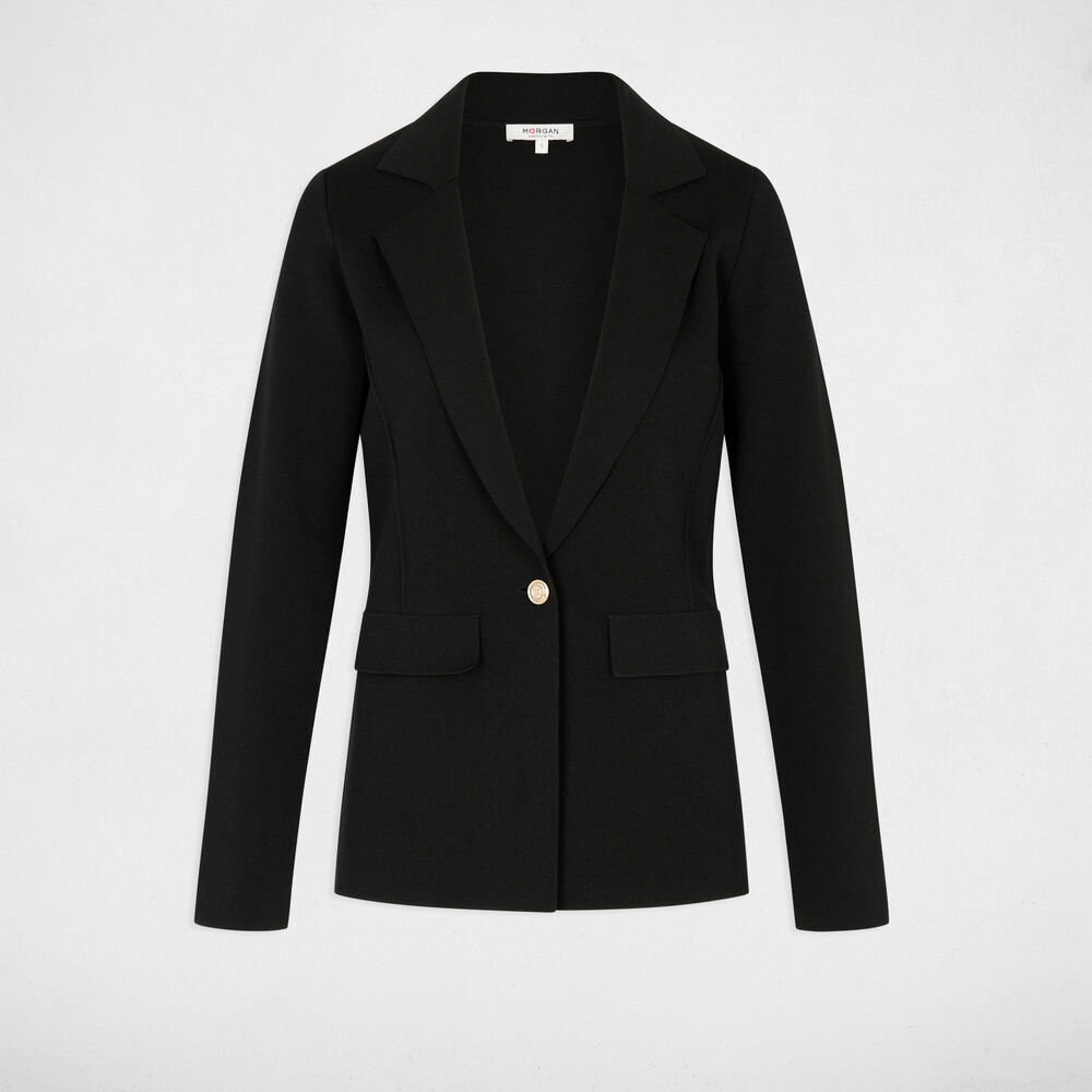 Chaqueta entallada con solapa negro mujer