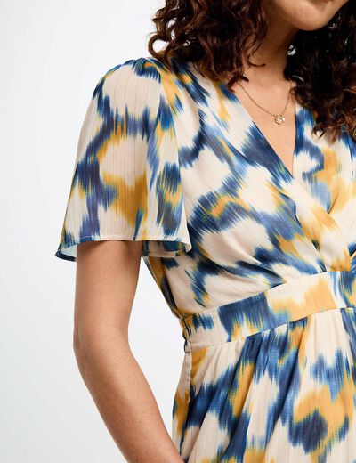 Vestido largo recto estampado multicolor mujer