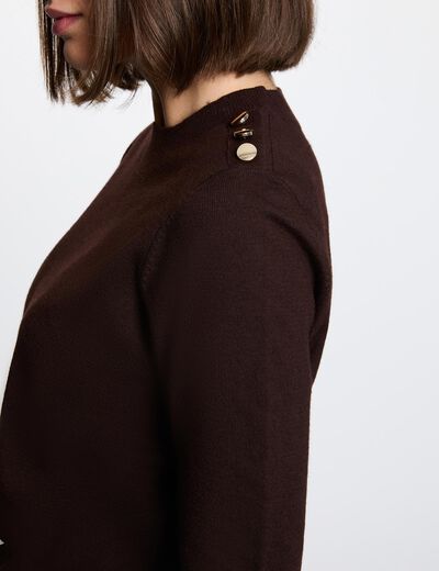 Jersey cuello redondo mangas cortas marr&oacute;n oscuro mujer
