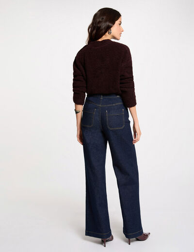 Jersey cuello alto y botones ciruela mujer