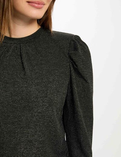 Camiseta manga larga plateado mujer