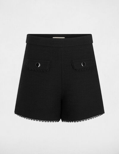 Short recto tweed negro mujer