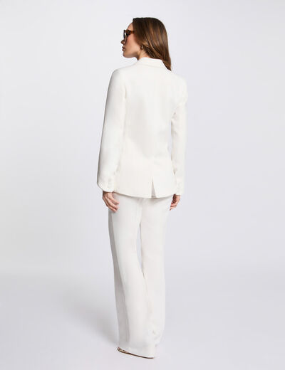 Pantalón boot-cut talle alto blanco mujer