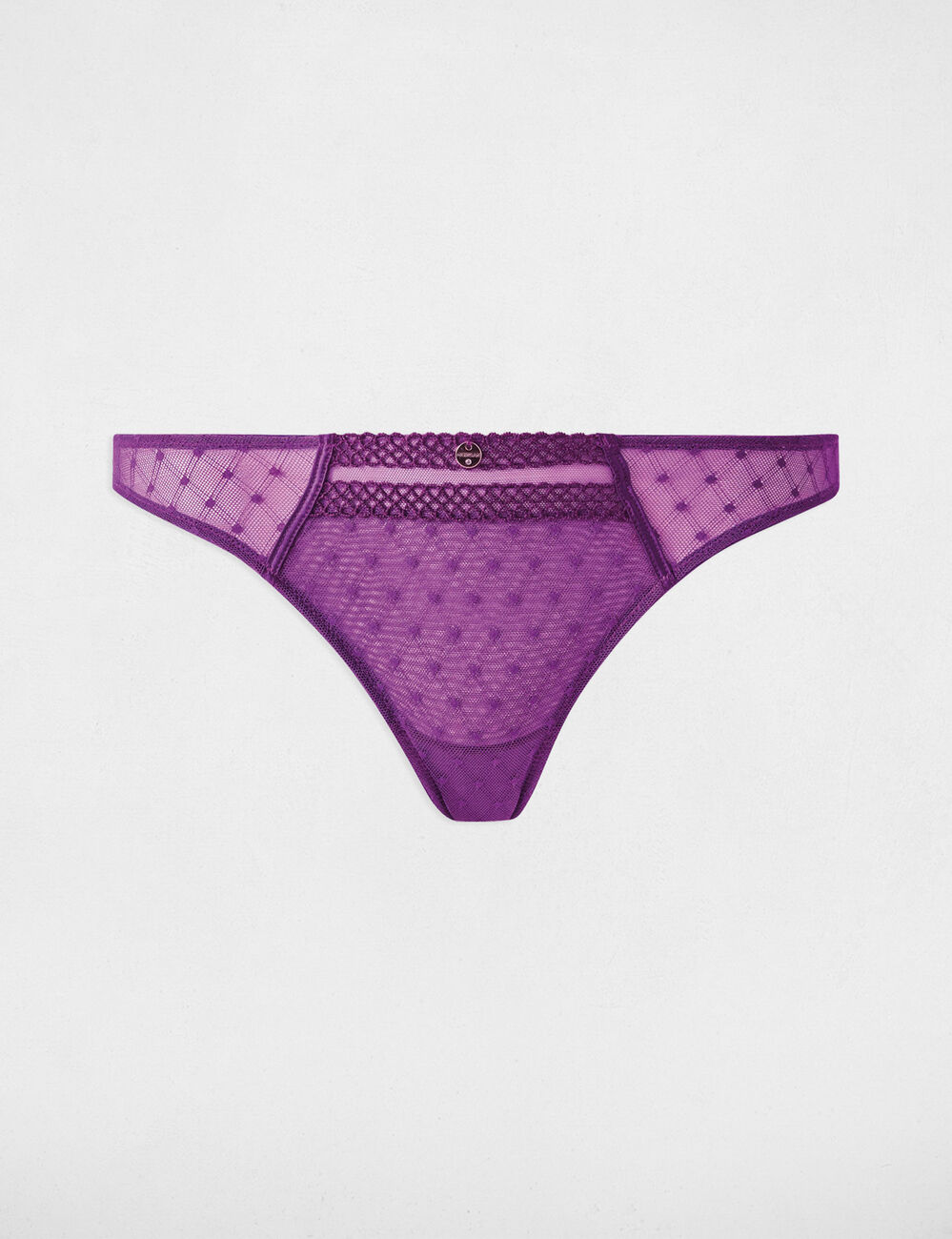 Tanga de encaje violeta mujer