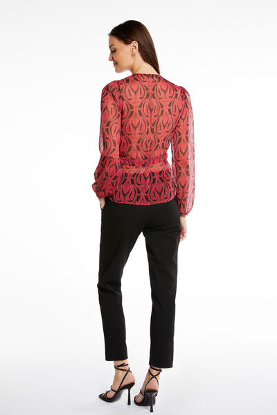 Blusa manga larga estampado abstracto multico mujer
