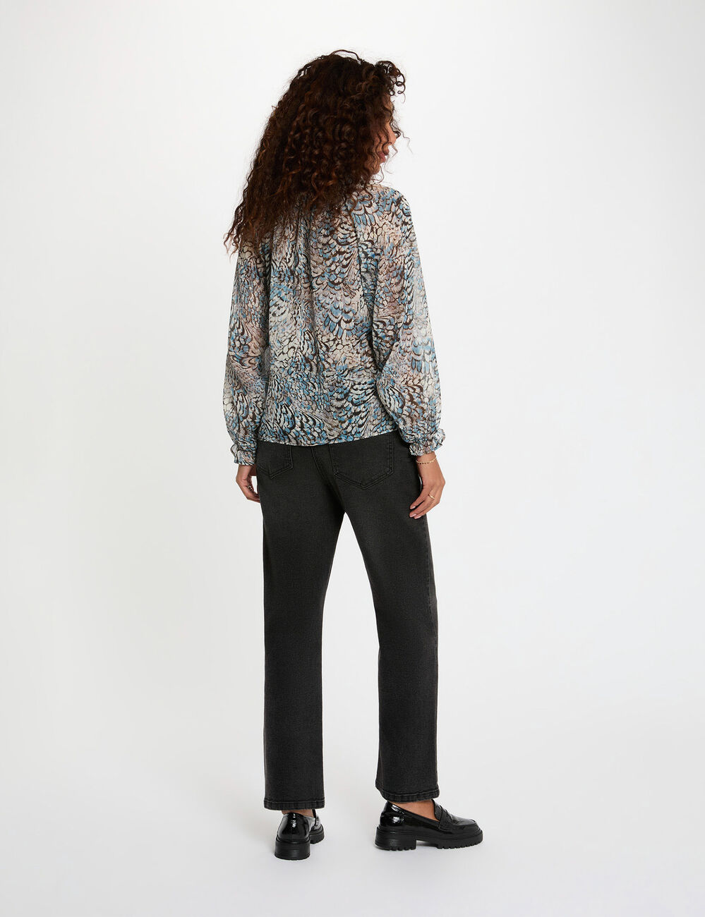 Camisa estampada cuello v multicolor mujer