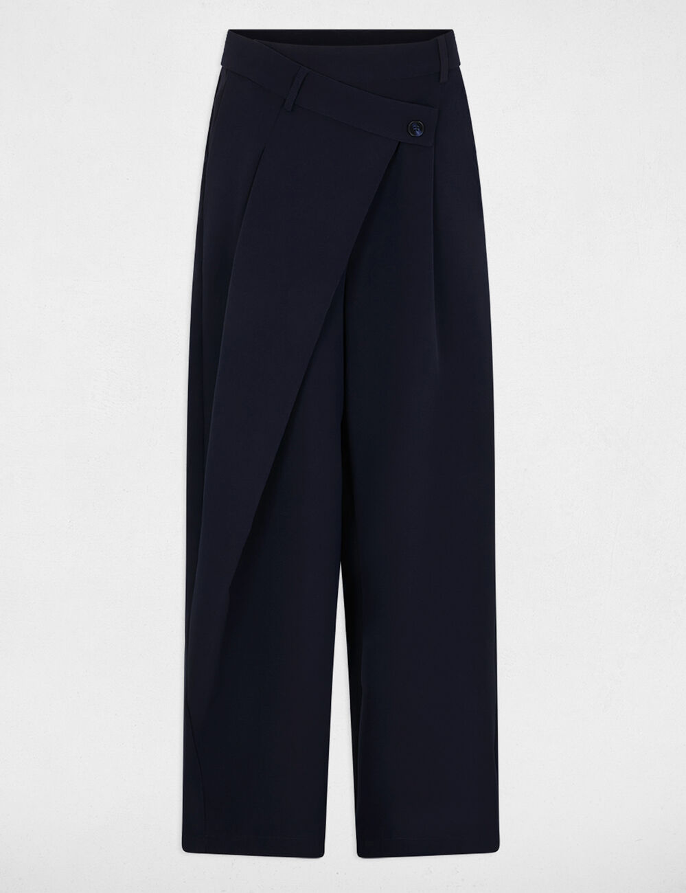 Pantal&oacute;n ancho de tiro alto azul marino mujer