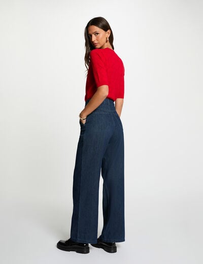 Jersey calado mangas 3/4 rojo mujer