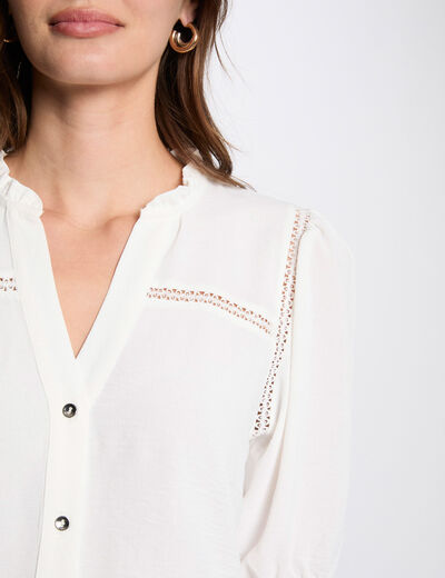 Blusa manga 3/4 marfil mujer