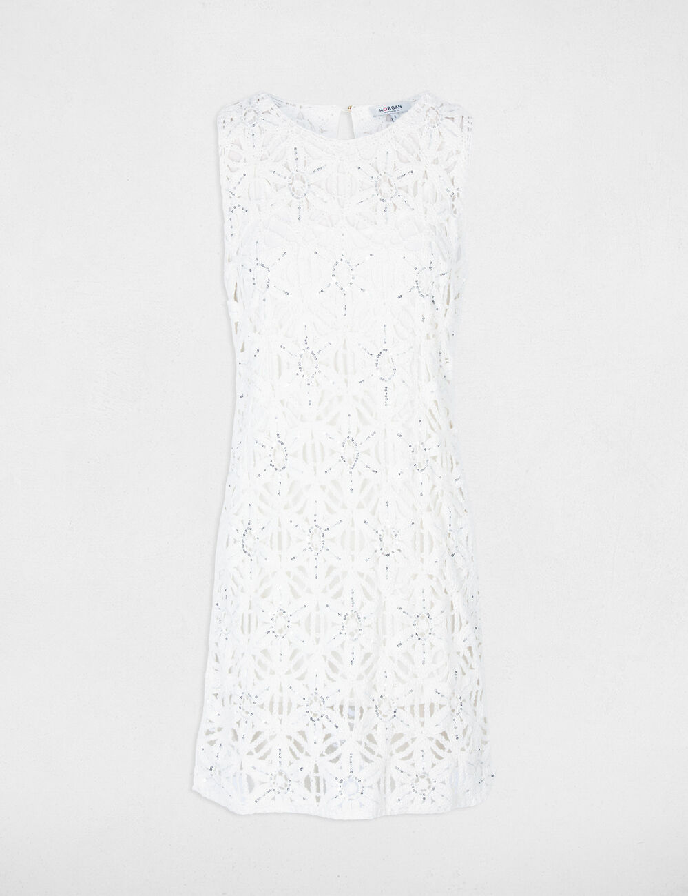 Vestido de punto ajustado blanco mujer